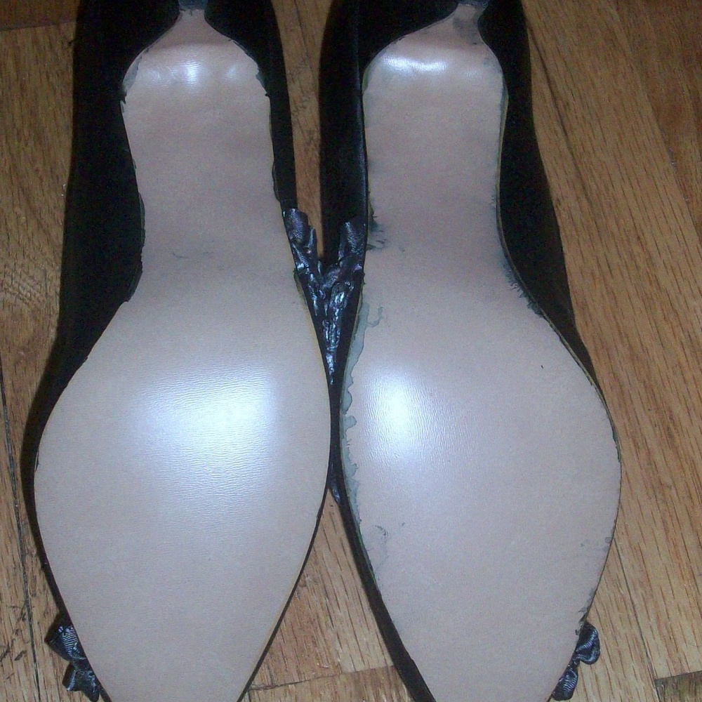 4 FOR $40~Black Satin Ruffled Rhinestone Heels- - Picture 8 of 8